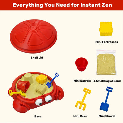 Mini Turtle Sandbox Zen Garden for Desk, Desktop Sandbox on the Go Stress Relief, Mini Desk Zen Sand Garden Kit with Lid, Funny Coworker, Birthday, Friend Gifts Idea