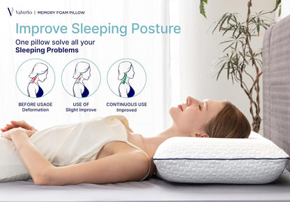 Cooling Gel Memory Foam Pillows - 1-Pack - Standard Size Memory Foam Pillow For Sleeping - Firm Pillow - Back, Stomach & Side Sleeper - Shoulder & Back Pain Relief - Washable, Bamboo Viscose Cover