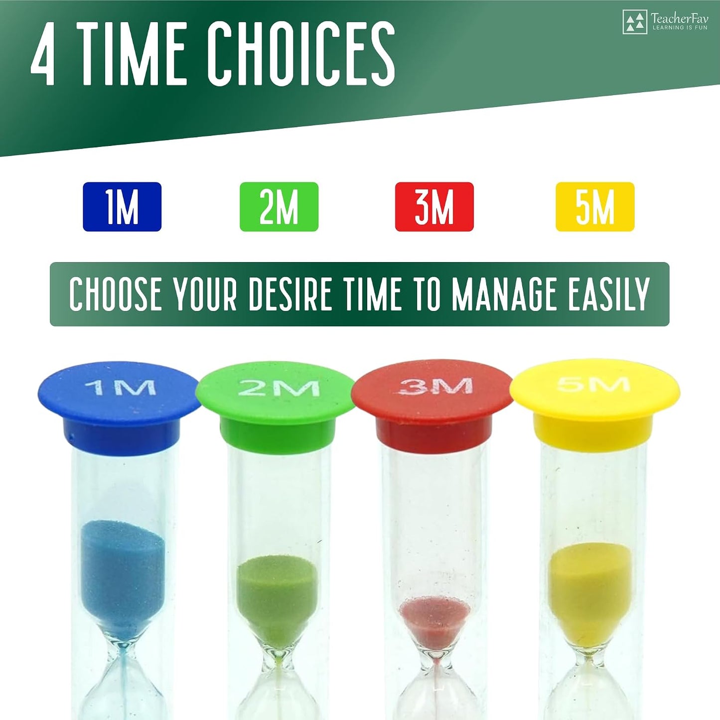 Sand Timer for Kids Set of 3 Small Colorful Hourglass Acrylic Covered Clock 1Min 2Min 5Min for Classroom, Home & Kids Room