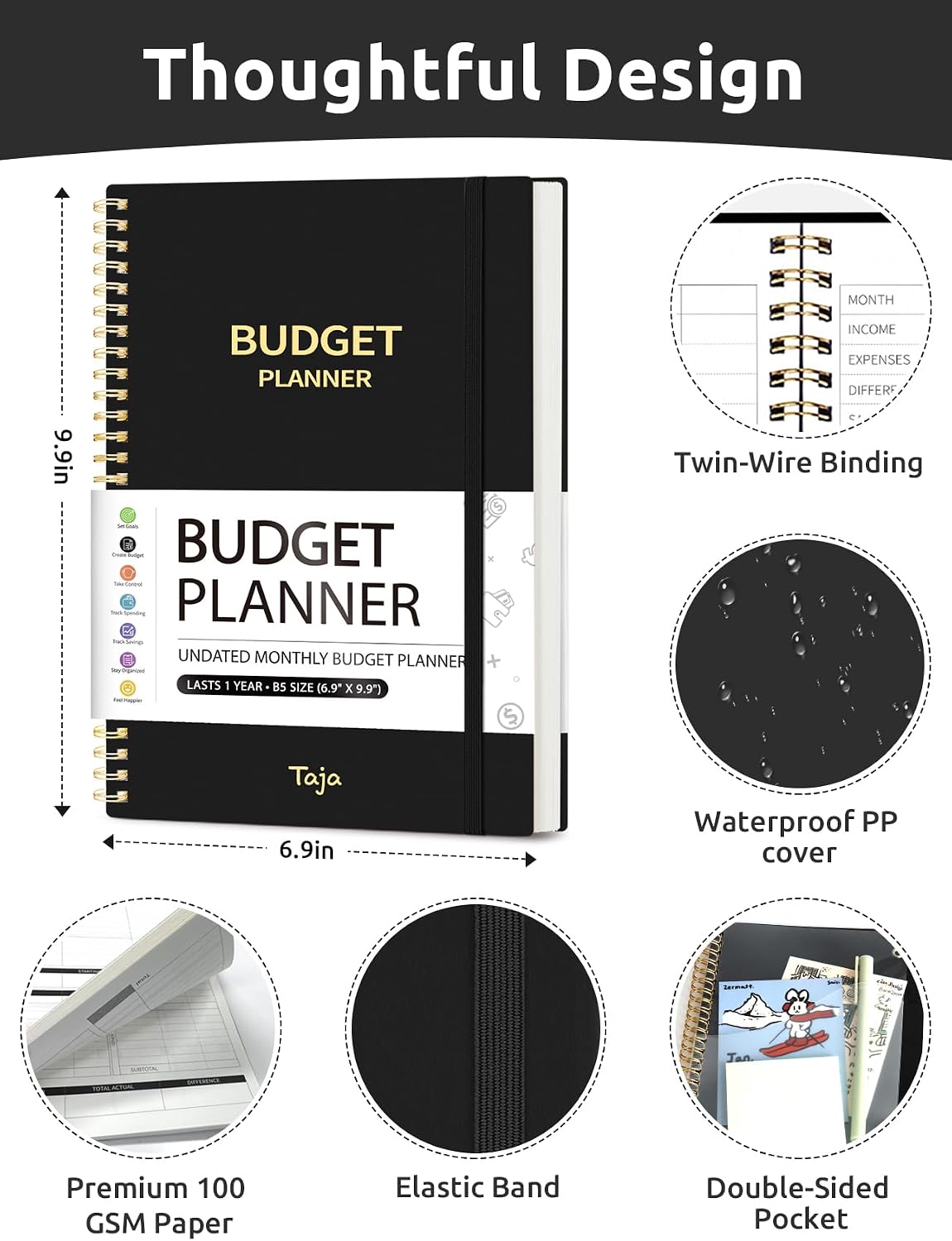 Budget Planner - Monthly Budget Book with Expense Tracker Notebook, Undated Bill Organizer & Finance Planner to Take Control of Your Money, Account Book to Manage Your Finances-Pink