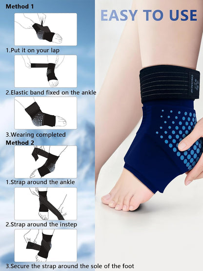 Ankle Ice Pack Wrap,Flexible Cold Therapy for Foot Pain Relief | gel,3D full-coverage,cool ice-silk fabric,dual hot & cold compress,flexible when frozen,leak-proof,ideas for swelling,sprains