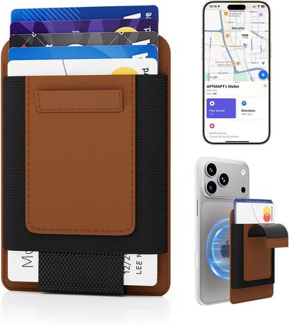 for MagSafe Wallet Works with Apple Find My, 5-Card RFID Holder with Pop-Up Strap, Strong Magnetic Wallet for iPhone 17/16/15/14/13/12 Pro Max Air Plus, Wireless Charging, Black