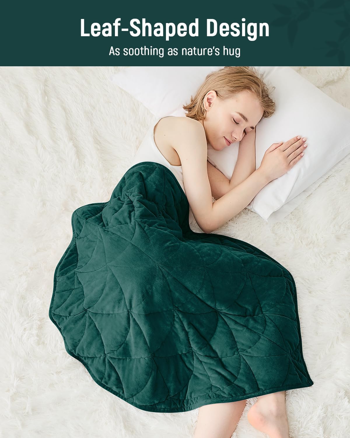 Weighted Lap Blanket 7 lbs for Adults, Luxury Soft Small Weighted Blanket, Compact Portable Weighted Lap Pad for Relaxation, Sleeping, Travel, All-Season Use, Forest Green, 40" x 52"
