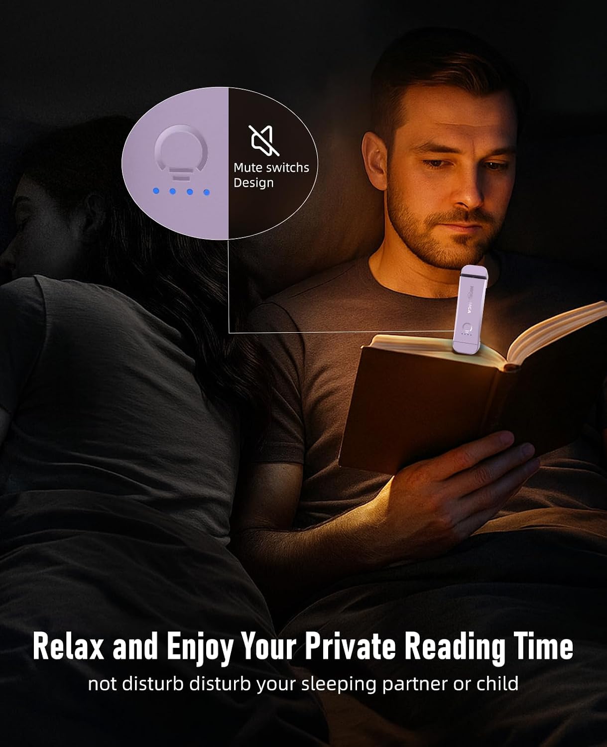 HIONXMGA Book Reading Light,Silent Touch Lamp for in Bed,Rechargeable Clip on Booklight with 3 Amber Colors & Precise Dimming Night Reading,Best Gift Lovers,Kids,Pink,(SD-10)