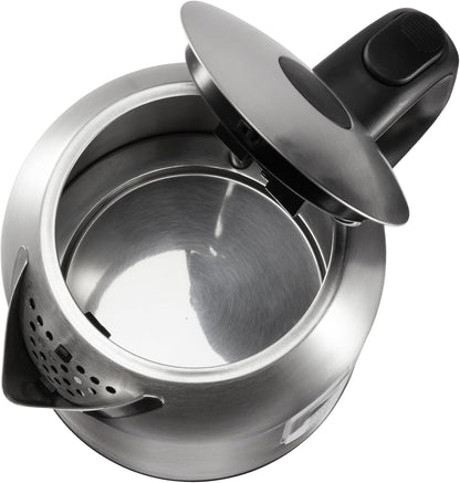 Amazon Basics Electric Kettle with Glass Carafe for Tea and Coffee, BPA-Free, Fast Boiling, Auto Shut-Off, Boil-Dry Protection, Water Level Indicator, 1.7 Liter, 1500W, Black and Silver