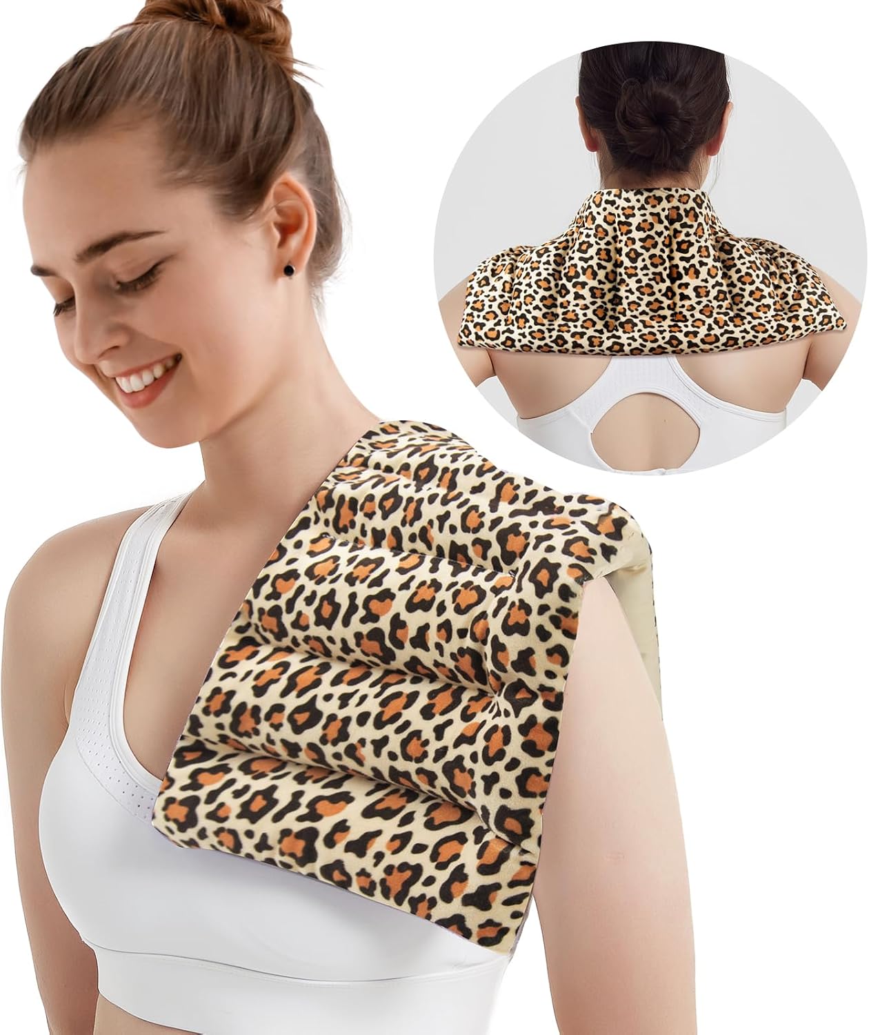 Microwavable Heat Pad for Neck and Shoulders, Weighted Microwave Moist Heating Wrap for Pain Relief Sore Muscle Stress Tension, Heated Wrap with Aromatherapy, Hot & Cold Compress, Grey