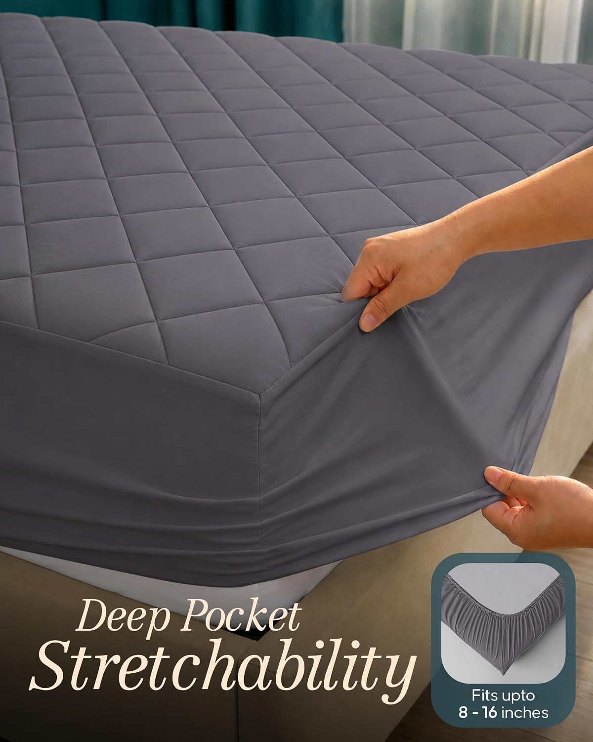 Quilted Fitted Mattress Pad, Queen Mattress Protector Topper with Deep Pocket Stretches up to 16 Inches, Machine Washable Mattress Cover by Utopia Bedding (White)
