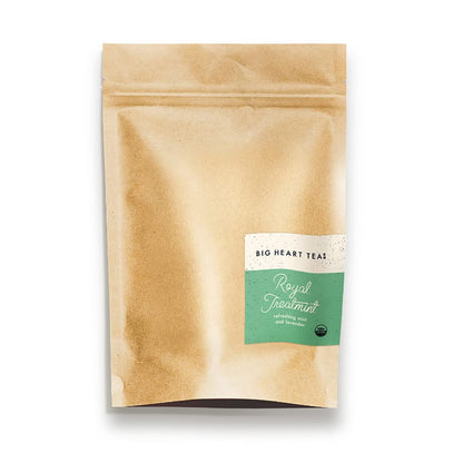 Big Heart Tea Co. Tea Bags - Royal Treatmint Lavender Mint - Certified Organic, Ayurvedic Herbal Decaf Tea in Zero Plastic Sachets - Small Batch Ground Herbs, Adaptogenic Tulsi, Ginkgo Leaf, 50 Pack