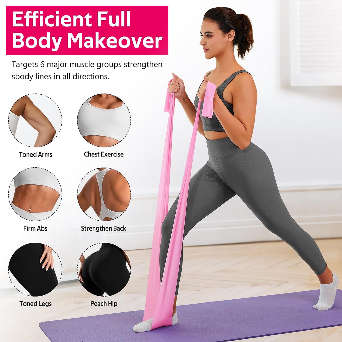 WALITO Resistance Bands for Working Out, Exercise Bands for Women and Men, Workout Bands for Physical Therapy, Stretch, Recovery, Pilates, Rehab, Strength Training and Home Gym
