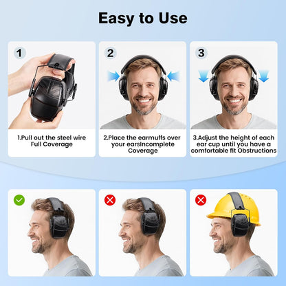 Link Dream 2Pack Ear Protection, NRR 35dB Hearing Protection Noise Canceling Ear Muffs Adjustable Headband for Shooting