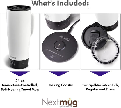Nextmug Go - Temperature-Controlled, Self-Heating Travel Mug