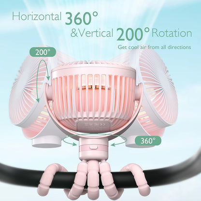 Momcozy 8000mAh Portable Stroller Fan | 27H Ultra-long Battery Life