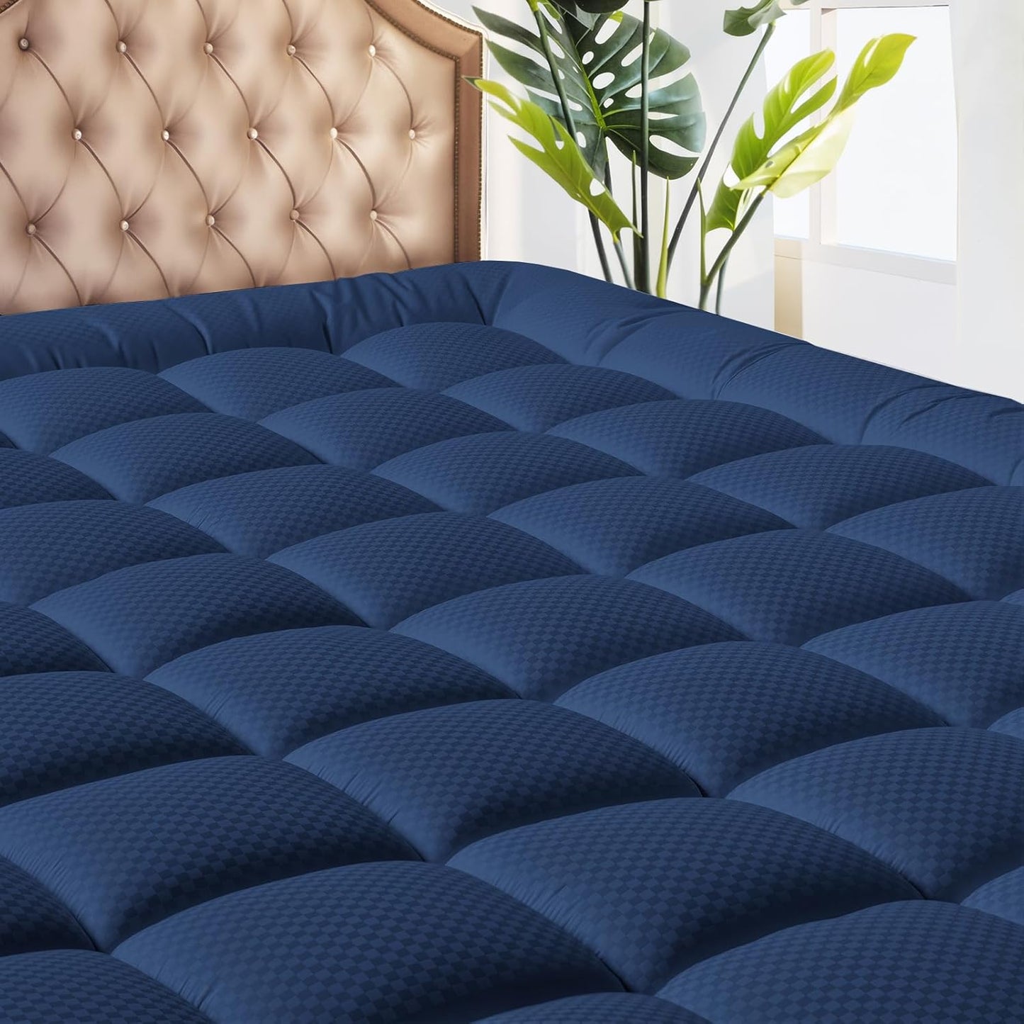 MATBEBY Queen Size Mattress Pad - Cooling Breathable Mattress Topper, Quilted Fitted Mattress Protector, Pillow Top Mattress Cover with 8-21" Deep Pocket, Soft, Machine Washable, White, 60x80 Inches