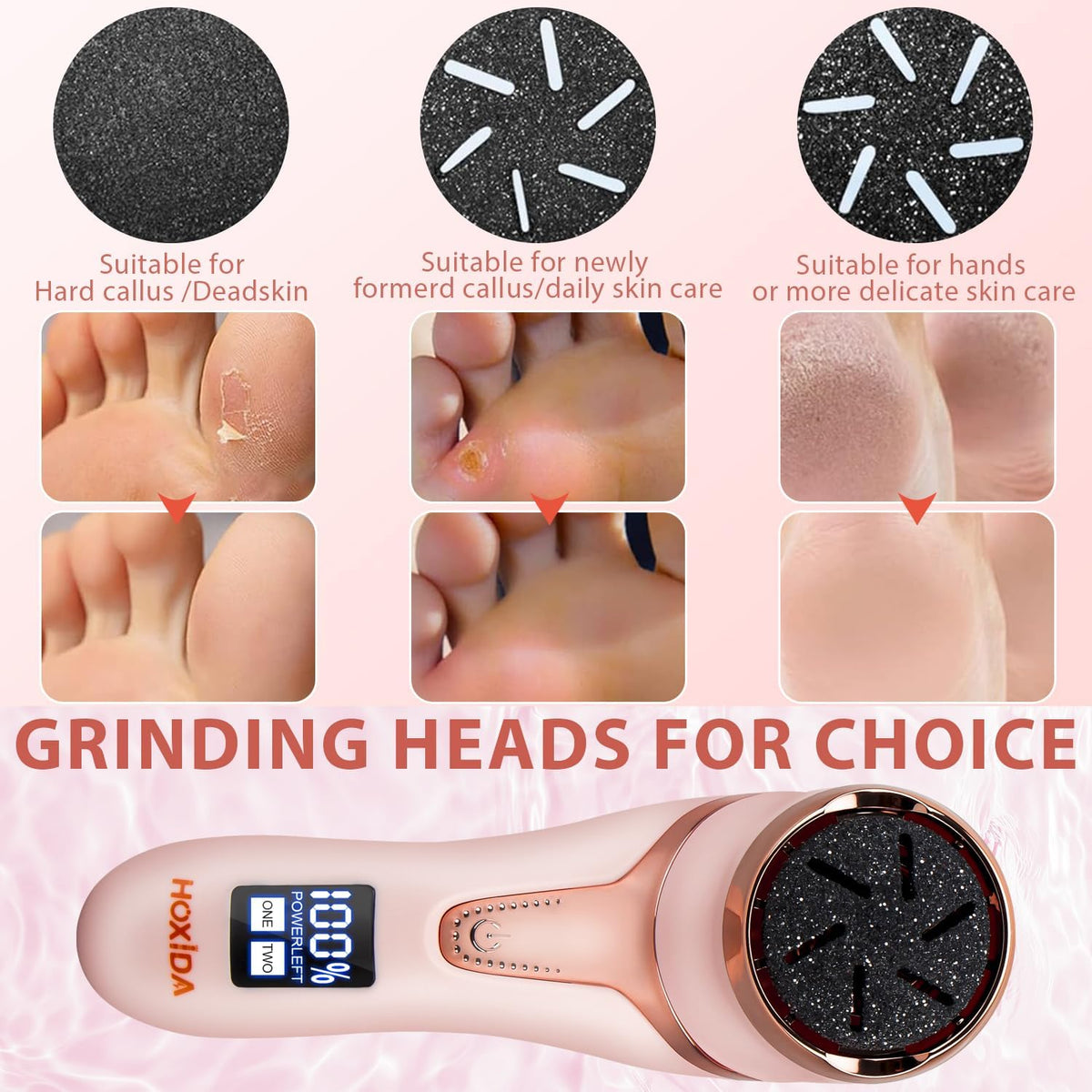 Electric Callus Remover for Feet with Vacuum, Professional Pedicure Tools Kit, Rechargeable Waterproof Foot File for Foot Care Deadskin Remover with 3Heads&2Speed,LCD Display
