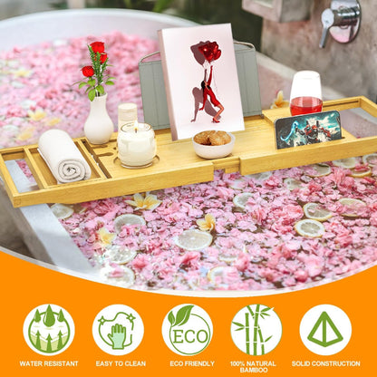 Banlilu Bathtub Tray - Bath Tray Expandable - Bath Tub Tray Table for Bathtub, Ajustable Size, Fits Most Tubs