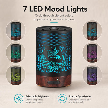 Essential Oil Diffuser, Ultrasonic Diffuser for Essential Oil, Cool Mist Humidifier Aromatherapy Diffuser with 7 Color Lighting Changing Modes, Waterless Auto Shut-Off for Home（Flower Fairy）