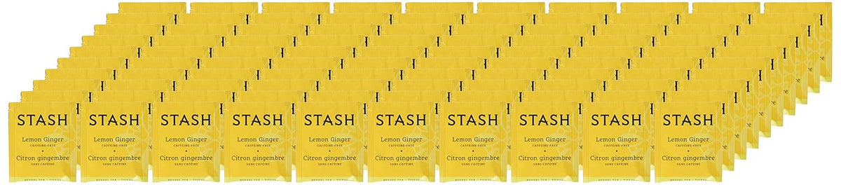 Stash Tea Lemon Ginger Herbal Tea - Naturally Caffeine Free, Non-GMO Project Verified Premium Tea with No Artificial Ingredients, 100 Count (BULK PACKAGING)