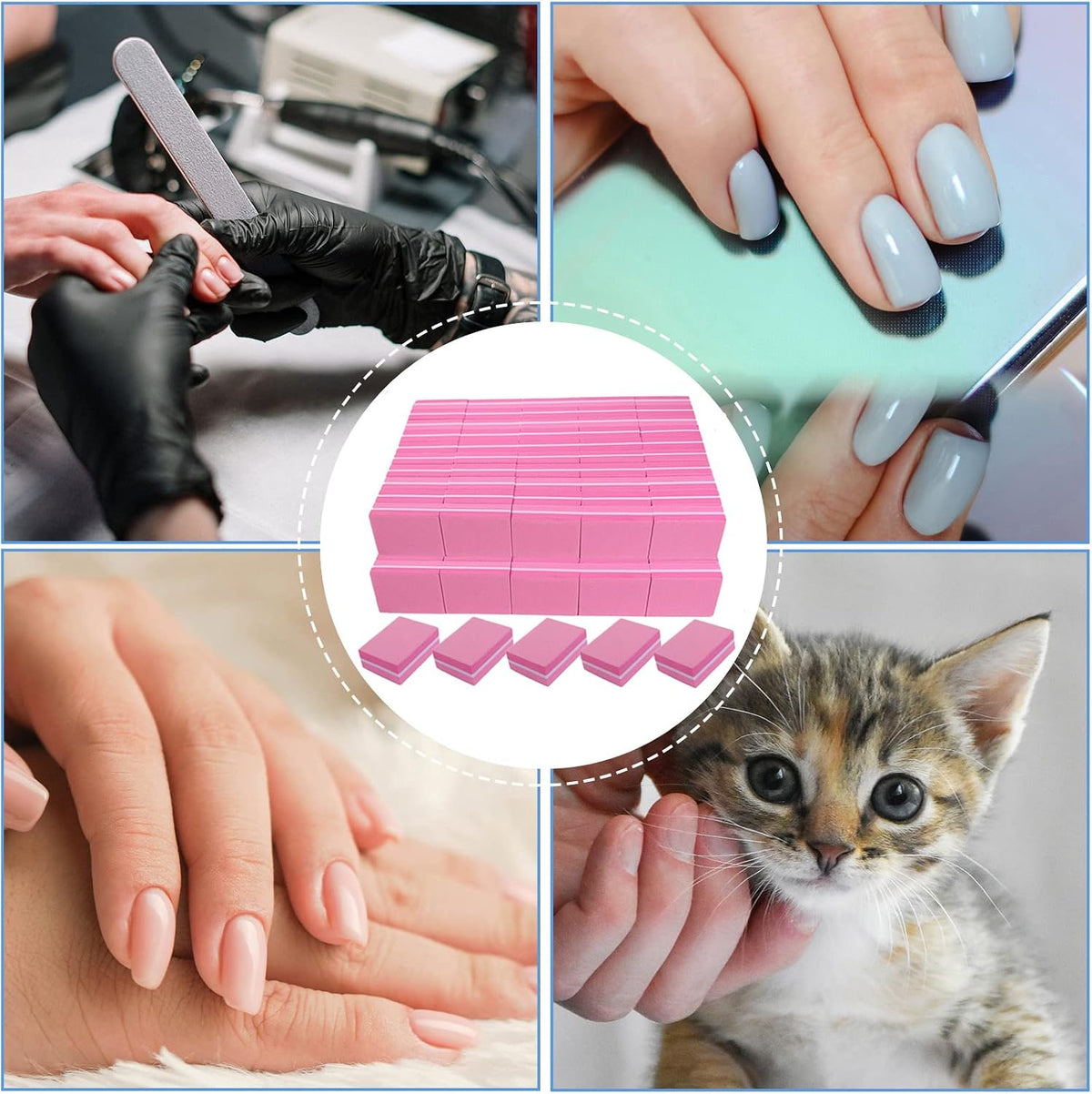 Nail Buffers (100 Pack), Mini Buffer Block Nail File for Acrylic and Natural Nails, 100/180 Grit Nail Buffer Block Bulk Buffing Blocks for Nail Buff Professional Manicure File Blocks Set Hot Pink