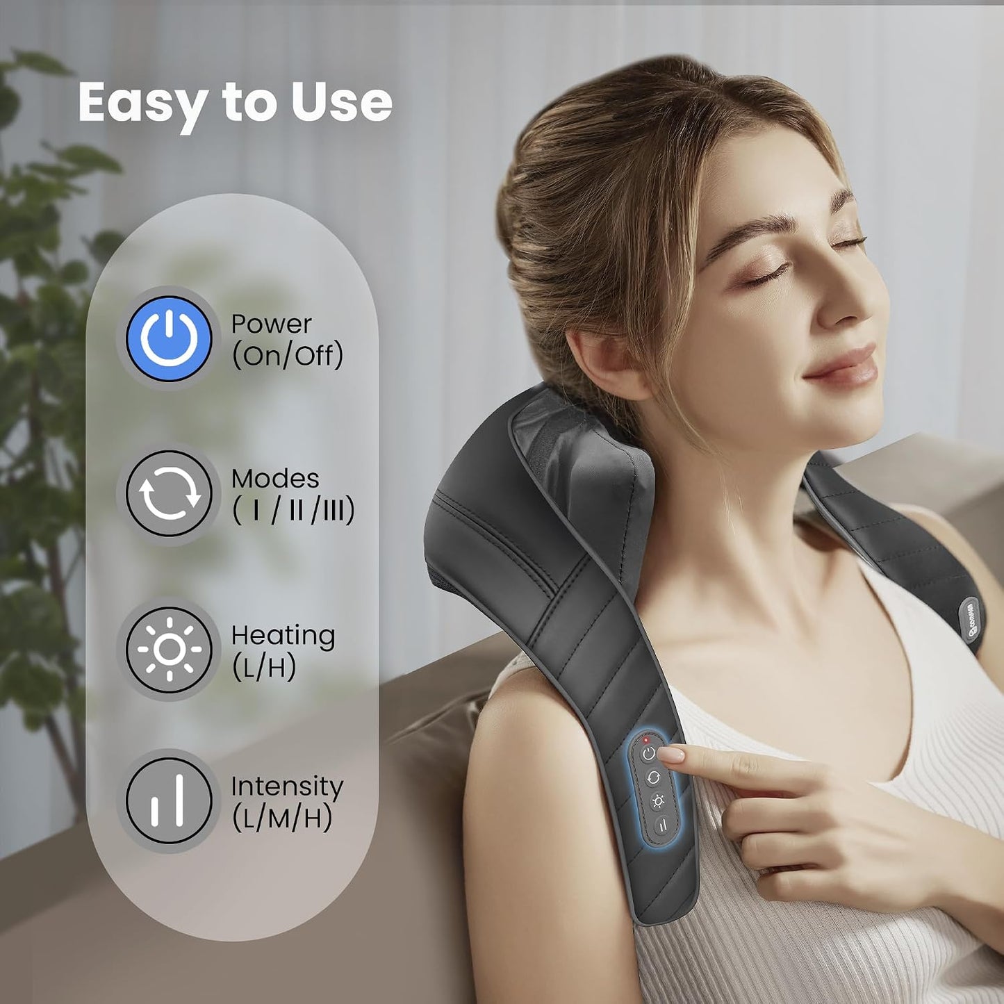 COMFIER Cordless Neck and Shoulder Massager with Heat, Wearable 4D Shiatsu Deep Tissue Kneading for Desk Workers and Drivers, Hands-Free Straps, FSA Eligible HSA Gift