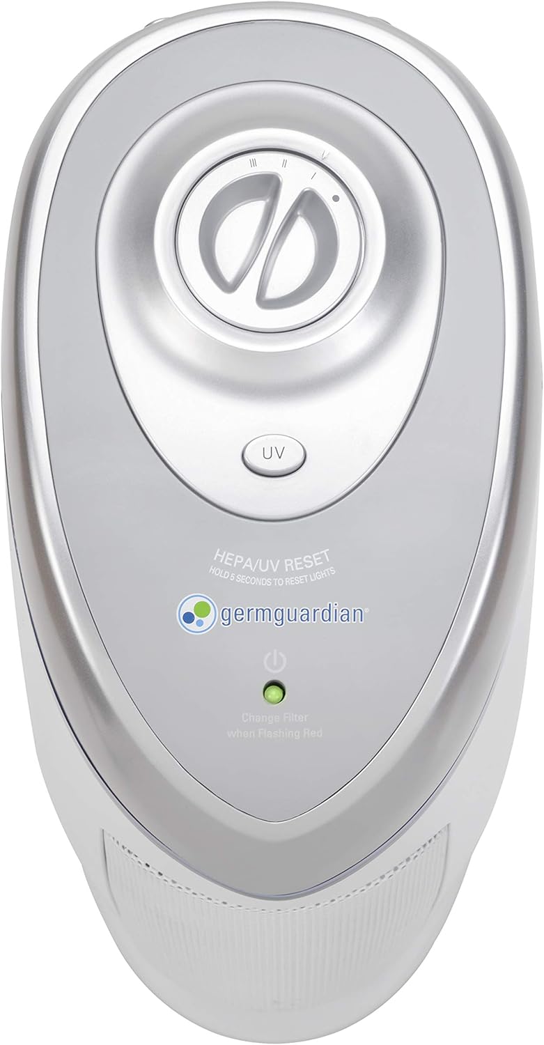 GermGuardian HEPA Air Purifier - Large Room Air Purifier for Bedroom, Office, Dorm, and Home - Filters Pet Dander, Dust, Pollen, Smoke, Scents - AC4825E - 22" Tower - Gray