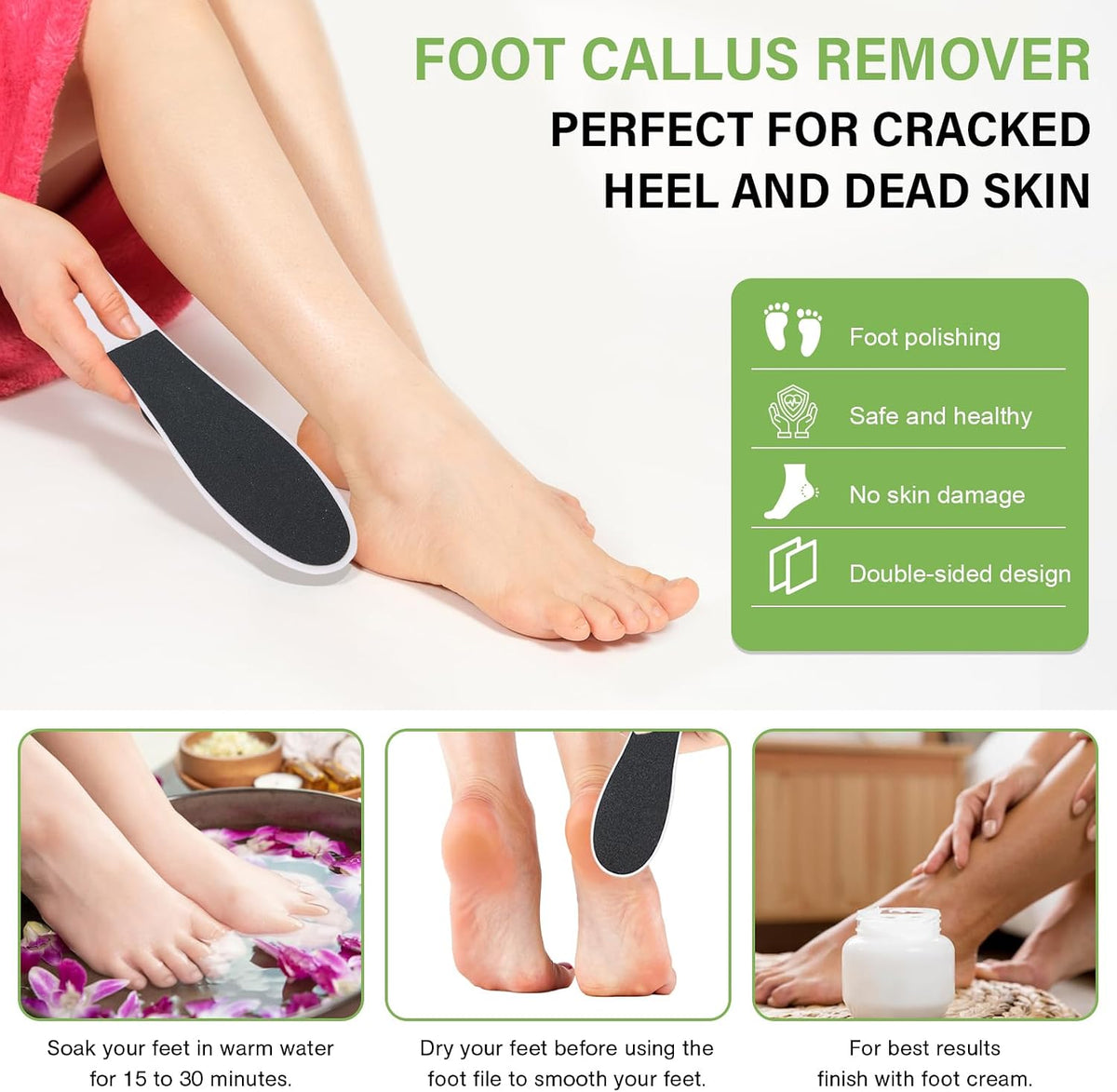 10 Pack Foot File,Foot Callus Remover Professional Sandpaper Pedicure Tools, Double Side Foot Scrubber, Sander for Dead Skin Foot Rasp Pedicure for Women Mother Manicure Beauty Shop Spa