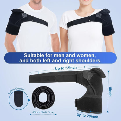 Cordless Shoulder Heating Pad, Heated Shoulder Brace for Rotator Cuff Frozen, 3 Heat Levels, 3000mAh Rechargeable Battery, Shoulder Wrap for Pain Relief Deep Tissue for Men Women (Black)