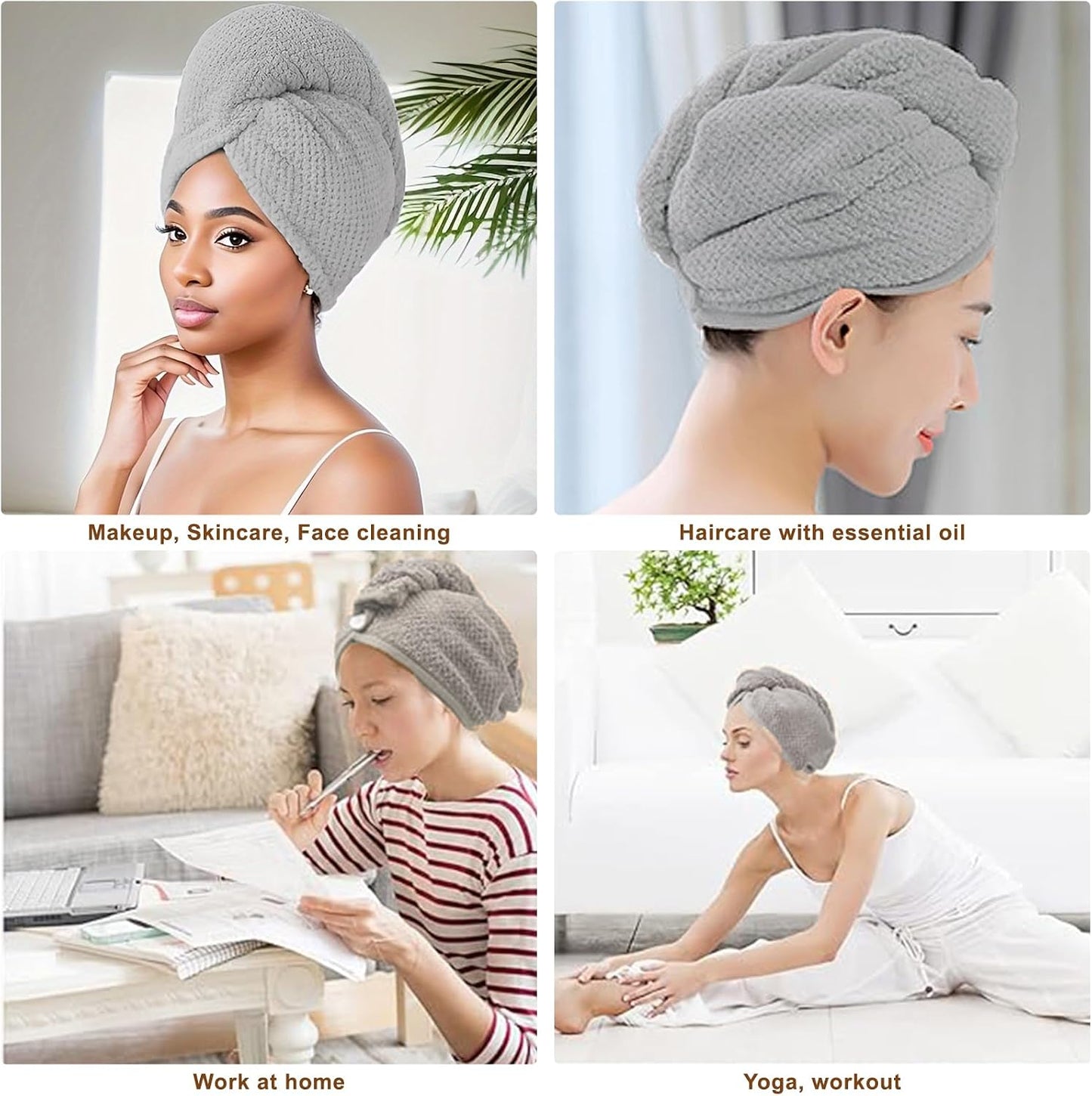 Microfiber Hair Towel for Women: Ideal Christmas Stocking Stuffer for Women, Teen Girls, and Children 3 Pack Drying Wrap Towels Designed for Curly Hair, Anti-Frizz Hair Care Accessory