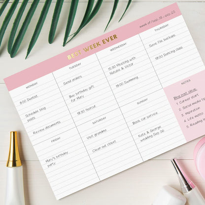 Sweetzer & Orange Weekly To Do List Pad. Gold Foil 7 days Planner with Daily Roadmap Agenda Squares. 7x10” Day Workbook 2026 - Student Blueprint, Work Manual, and Checklist Note Pad