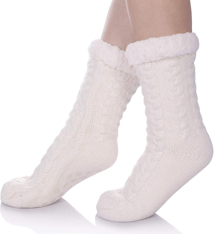 SDBING Women's Winter Super Soft Warm Cozy Fleece Lined Fuzzy Slipper Socks with Grippers