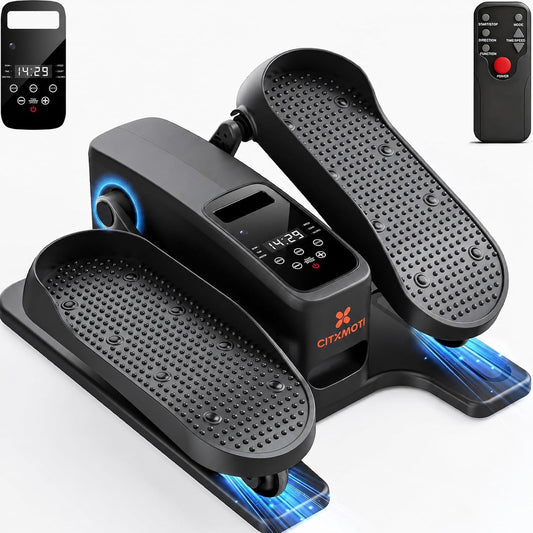 Under Desk Elliptical Exercise Machine, Quiet Seated Pedal Exerciser for Senior, Dual-Direction Elliptical Leg Exerciser with Monitor & Remote for Home Office, 12 Manual Speeds & 12 Auto Modes