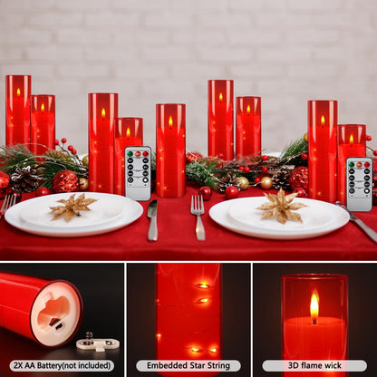 24 Pcs LED Flameless Candles with Remote, 3D Flickering Flame & LED String Lights, Acrylic Clear Cylinder, Timer Function, Romantic Ambience for Home Decor, Party, Wedding (Ivory).