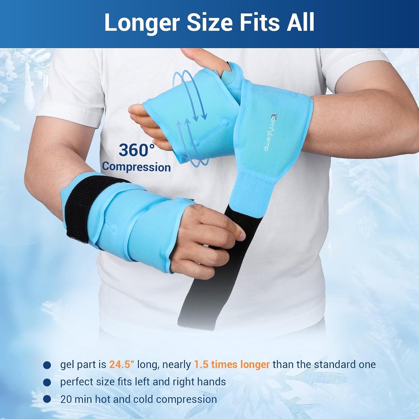 Comfytemp Wrist Ice Pack Wrap Carpal Tunnel Relief Wrist Brace, 2 Packs, FSA Eligible HSA, Gel Ice Packs for Injuries Reusable Wrap for Hand Pain, Hot Cold Compress Hand Brace, Men Women Recovery Item
