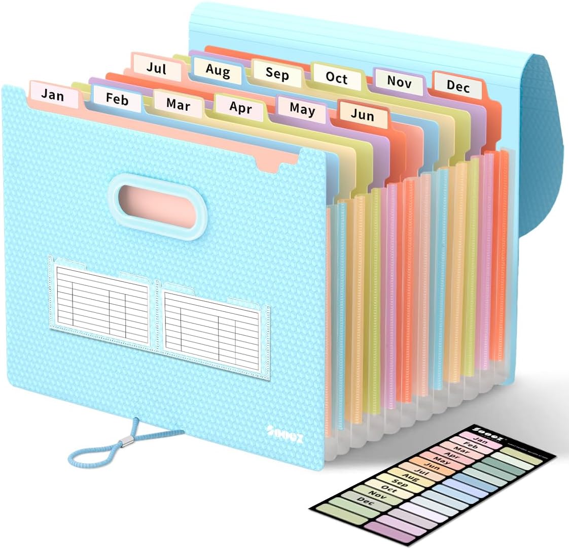 Sooez Accordion File Organizer, 13-Pocket Expanding File Folder Letter Size
