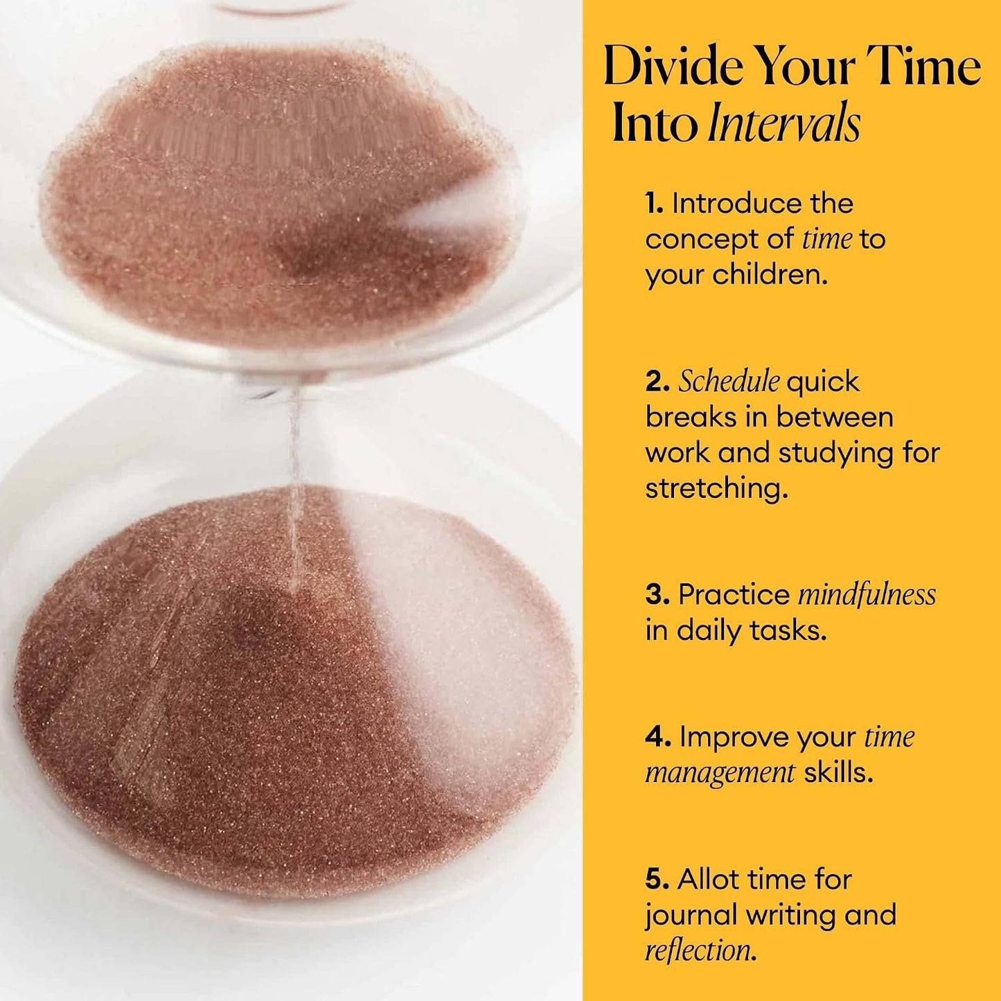Intelligent Change Mindful Focus 5-Minute Hourglass Sand Timer, Desk Timer for Productivity and Time Management, Minimalist Hourglass Timer, Decorative Gifts, 3.3 (L) x 2.9 (W) inches