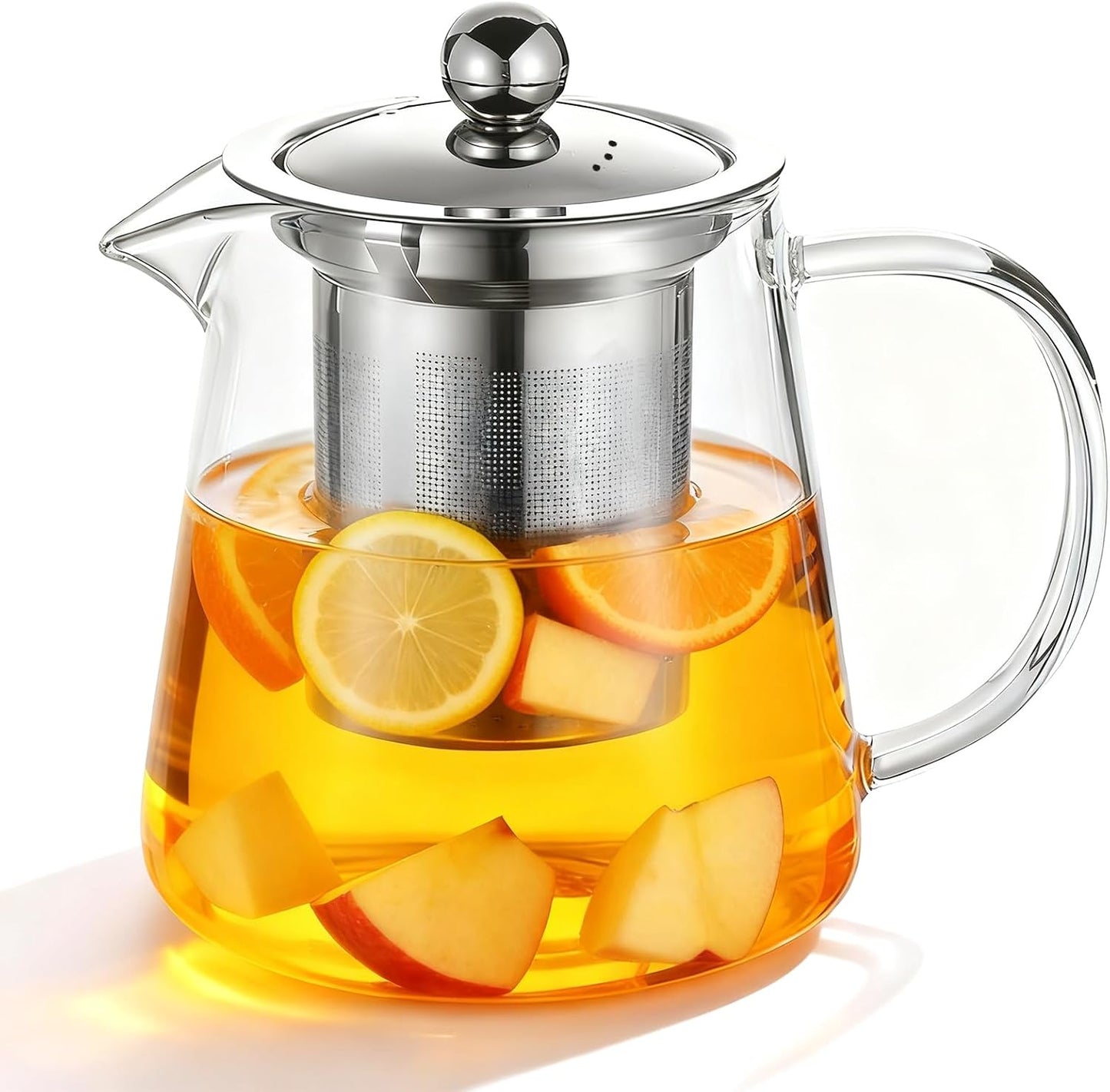 Glass Teapot with Stainless Steel Infuser, Borosilicate Glass Tea Maker, Stovetop Safe (550ML)