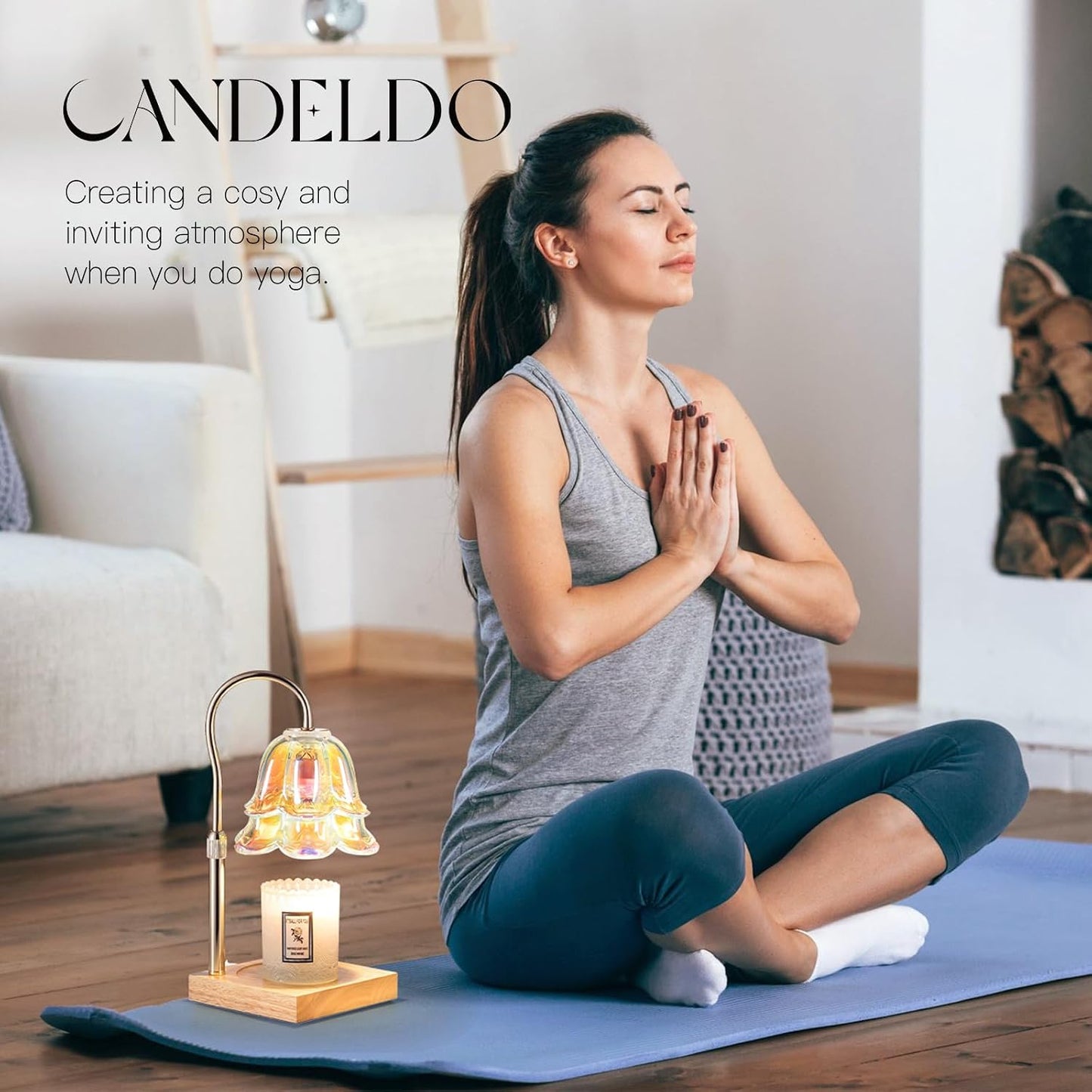 Candeldo Candle Warmer Lamp with Timer: Flower Gold Candle Lamps Height Adjustable Wax Melt House Warming Gifts New Home Decor Mothers Day Birthday Gift for Women Mom