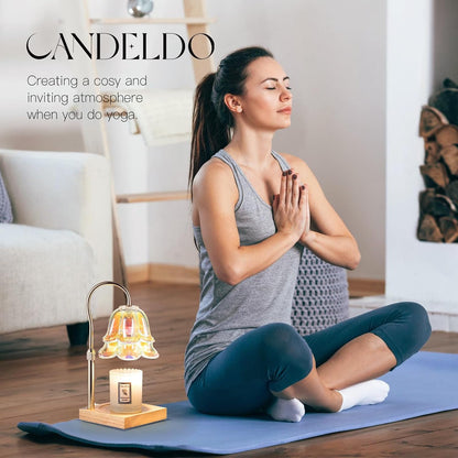 Candeldo Candle Warmer Lamp with Timer: Flower Gold Candle Lamps Height Adjustable Wax Melt House Warming Gifts New Home Decor Mothers Day Birthday Gift for Women Mom
