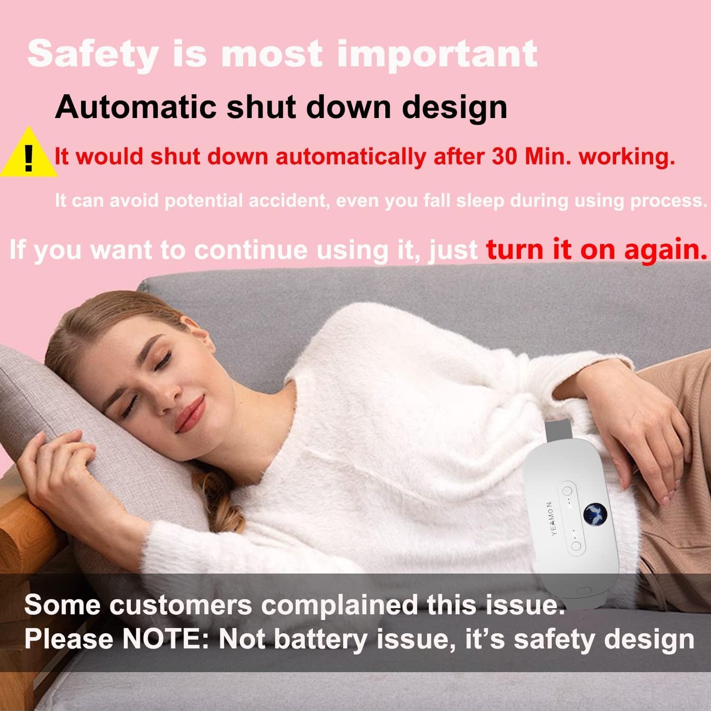 Portable Cordless Heating Pad, Electric Waist Belt Device, Fast Heating Pad with 3 Heat Levels and 3 Massage Modes, Back or Belly Heating Pad, Gift for Her, Women and Girl