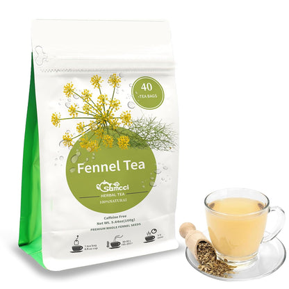 Samcci Fennel Tea Bags, 40 Count (4g/bag), Whole Fennel Seeds