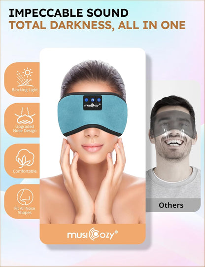 MUSICOZY Sleep Headphones Bluetooth 5.4 Headband Sleeping Eye Mask for Mom Women Men Wireless Music Earbuds Earphones for Side Sleepers Built-in HD Speakers Cool Gadgets Unique Gifts