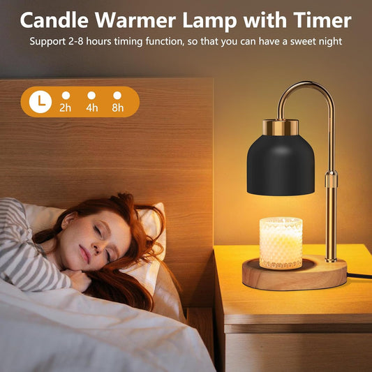 Candle Warmer Lamp with Timer and Dimmer, Height and Brightness Adjustable, Black Electric Wax Warmer for Women Mom, Best Birthday and House Warming Gift New Home Decor