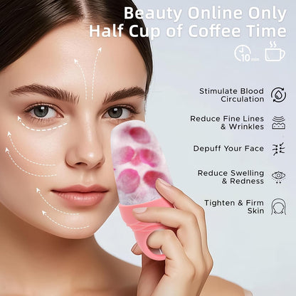 3 Pack Ice Roller for Face, Facial Ice Roller Silicone Mold Reusable for Face Women and Eye Neck Cold Skin Care Tools Freezer De Puff Eye Bags Reduce Migraine Pain Pink 1 + Purple 2