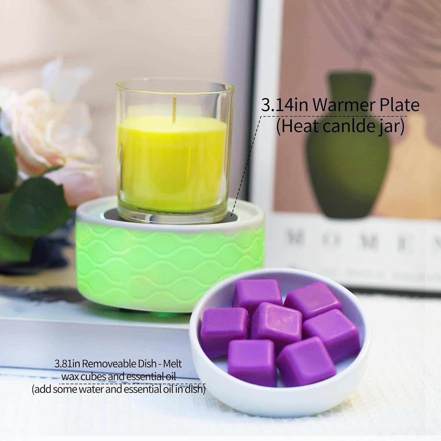 Wax Melt Warmer 3-in-1 Electric, Ceramic Wax Burner for Scented Wax & Essential Oil – Fast Heating, Flame-Free Aromatherapy for Home Office, White