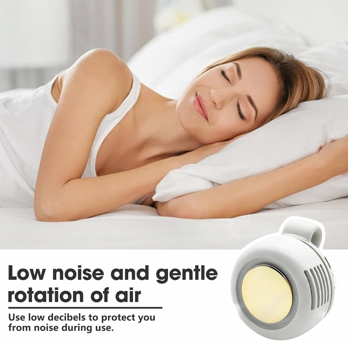 Personal Fan, Portable Clip On Fan for Shirt, USB Rechargeable, White