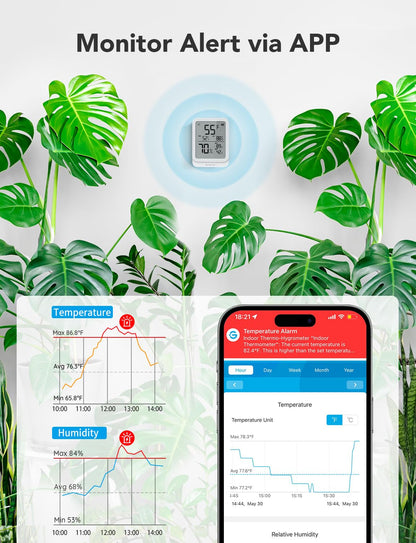 GoveeLife Hygrometer Thermometer H5104 2Pack, Bluetooth Room Temperature Monitor with APP Alert and 2 Years Date Storage Export, Remote LCD Digital Hygrometer Indoor Humidity Meter, Greenhouse