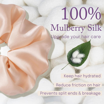 OLESILK Silk Scrunchies Oversized 100% Mulberry: Large for Women& Girls Long Thick Hair, Soft Smooth for No Damage Hair Care Sleeping