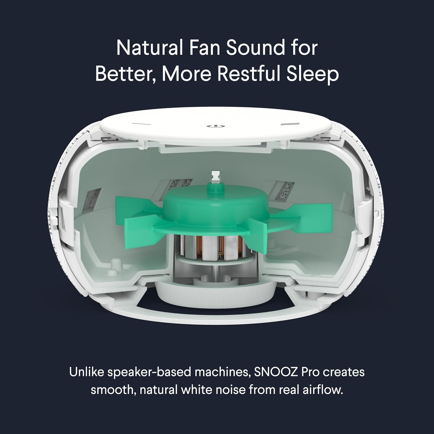 SNOOZ Pro White Noise Sound Machine - Natural Fan Noise, Non-Looping Sound, App Scheduler - Travel Case Included, Sleep Aid for Adults & Baby, 10 Volume Settings, Portable, Gift Registry - Cotton