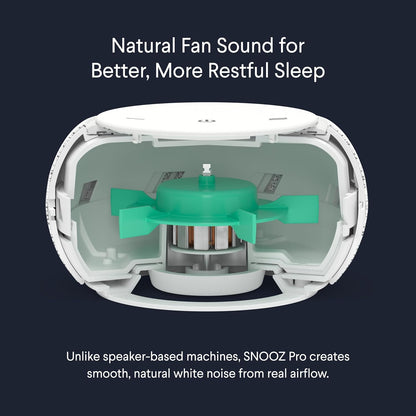 SNOOZ Pro White Noise Sound Machine - Natural Fan Noise, Non-Looping Sound, App Scheduler - Travel Case Included, Sleep Aid for Adults & Baby, 10 Volume Settings, Portable, Gift Registry - Cotton