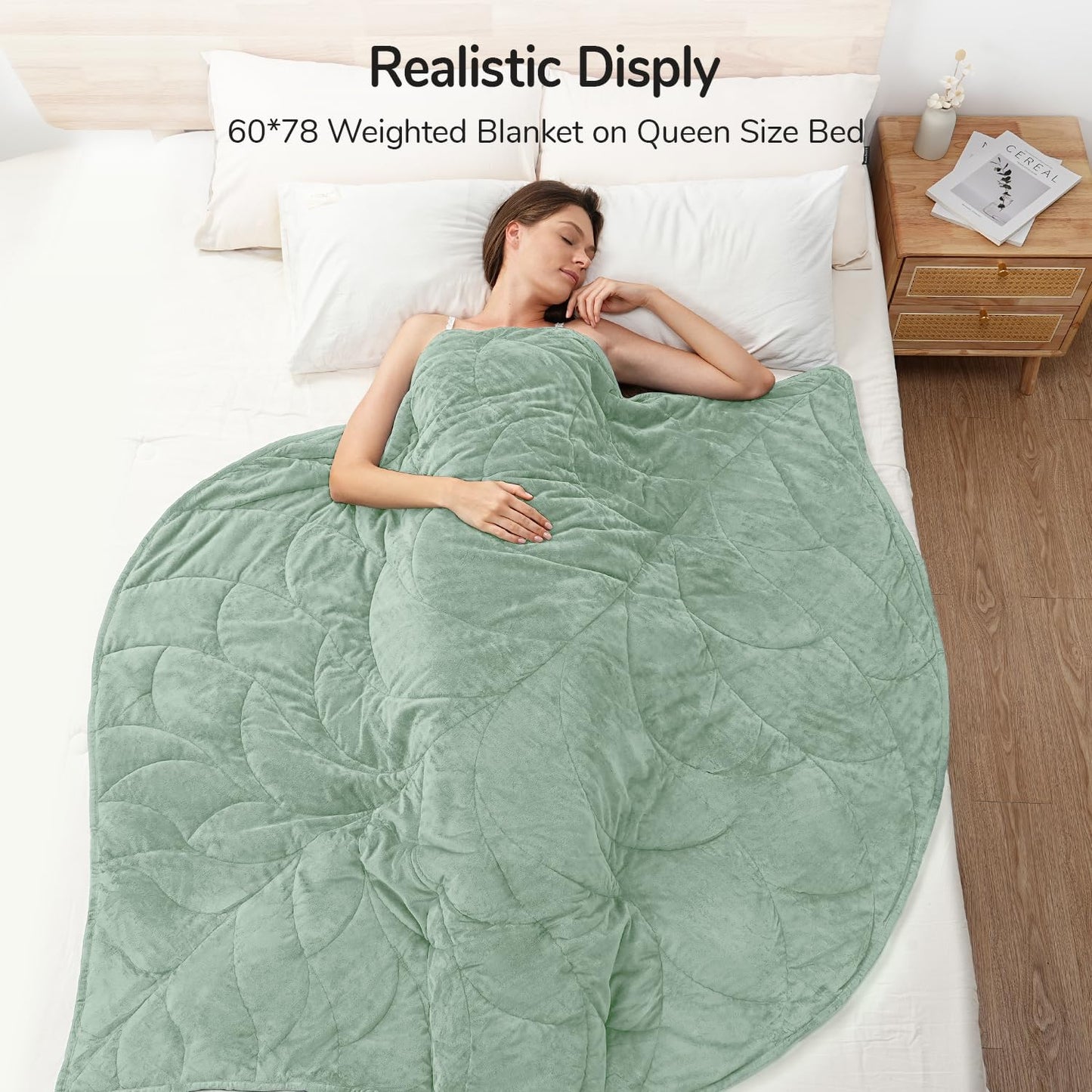 Kaisa Weighted Lap Blanket 7 lbs 41" x 53", Cozy Luxury Crystal Velvet Small Weighted Blanket for Adults, Portable Travel Weighted Blanket for Relaxation, All-Season Blanket, Machine Washable, Green