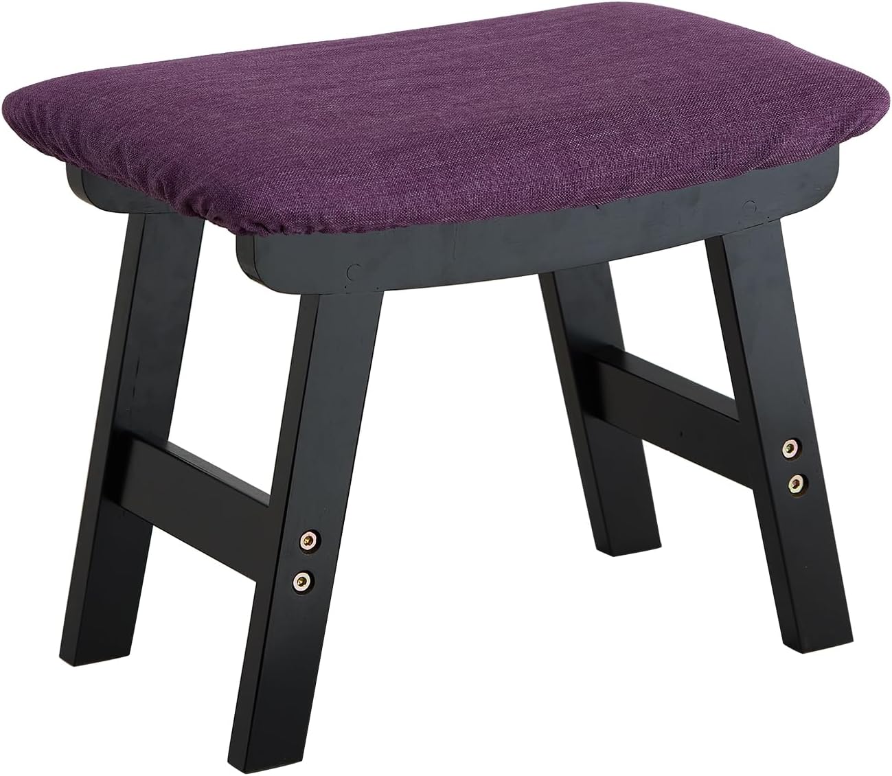 Foot Stool Ottoman Foot Rest Under Desk,Small Stool for Living Room, Bedroom and Kitchen (Brown Legs - Beige Stool Surface)